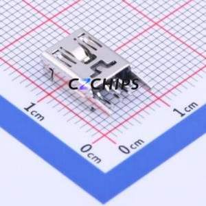 KH-MINI-DIP180-5P-Cu USB Connector Through hole Component (THT) Connector Mini-B USB 2.0 Female Through Hole - Product Image 2