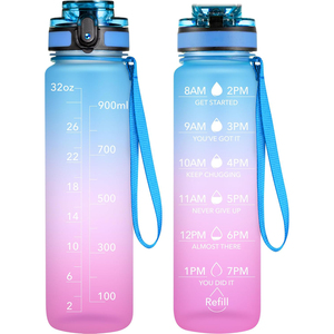 1L 32 oz Straw Strainer <b>Filter</b> Gym Fitness Sports BPA Free Tritan Motivational <b>Water</b> <b>Bottle</b> With Time Marker - Product Image 1