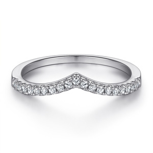 Hot Bán Phụ Nữ Hợp Thời Trang S925 Sterling <span class=keywords><strong>Silver</strong></span> Engagement Wedding Ring Với Drop Hình <span class=keywords><strong>Zircon</strong></span> V-Row Công Chúa Cắt - Product Image 3