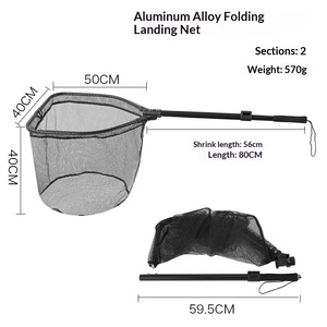 Nouveau filet de pêche triangulaire pliable rapide en alliage d'aluminium avec revêtement anti-accrocs et fonctions de pêche compétitive, noir, avec trous. - Product Image 1
