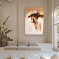 Décor à la maison techniques mixtes art fait à la main acrylique feuille d'or texturé peinture à l'huile femme portrait art toile art mural