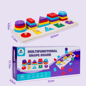HOYE <strong>Wooden</strong> <strong>Shape</strong> <strong>Stacking</strong> <strong>Blocks</strong> <strong>Wooden</strong> <strong>Sorting</strong> &amp; <strong>Stacking</strong> Toys <strong>Shape</strong> Recognition Geometric <strong>Blocks</strong> - Product Image 3