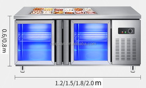 Máy làm kem mini có rãnh bàn salad với kệ vật liệu nhỏ bảng giữ tươi tủ trưng bày tủ lạnh hoạt động - Product Image 4