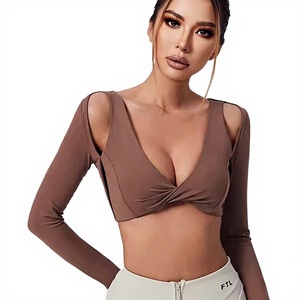 Women's Burgundy Yoga Set Crop Top <b>Flared</b> Pants Moisture Wicking Fitted Activewear Solid Anti-Bacterial Spandex/Nylon All - Product Image 3