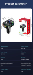 Máy nghe nhạc MP3 di động C15 BT, bộ phát không dây, bộ điều chế <span class=keywords><strong>FM</strong></span> rảnh tay, thẻ TF, bộ sạc <span class=keywords><strong>USB</strong></span> kép, hỗ trợ Bluetooth, đầu nối tẩu thuốc - Product Image 6