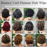 Wig Bob Grosir Kepadatan Tinggi 13x4 Lace Frontal Wig Rambut Asli Double Drawn Bouncy Curl Closure Wig Bob Pendek untuk Wanita