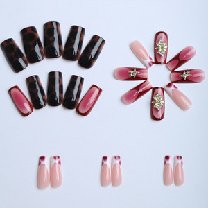 <span class=keywords><strong>Faux</strong></span> ongles à presser Longs Carrés Western, motif marbré turquoise et <span class=keywords><strong>vache</strong></span>, style Cowgirl, avec breloques en pierre turquoise vintage - Product Image 4