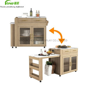 Isla de Cocina Extensible y Retráctil con Ruedas y Almacenamiento Gabinete de Almacenamiento para Cocina - Product Image 5