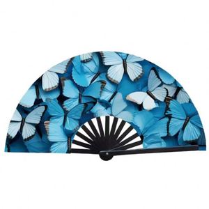 Abanico de Mano Grande Personalizado, Abanico de Kung Fu Sublimado, Abanico Plegable de 33 cm para Baile Rave, Logotipo Personalizado con Luz - Product Image 2