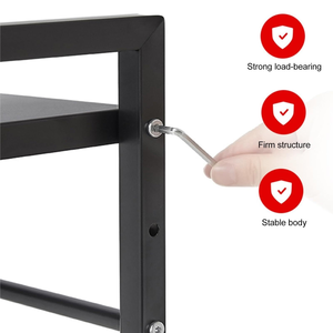 Support de micro-ondes extensible OEM pour comptoir, rangement d'ustensiles de cuisine, vaisselle, casseroles et poêles, étagère en acier au carbone avec crochets - Product Image 4