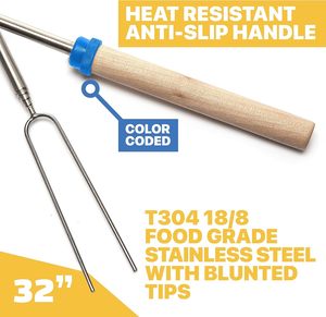 Brochettes à Marshmallow Personnalisées en Acier Inoxydable avec Manche en Bois pour Barbecue et Kebab - Product Image 4