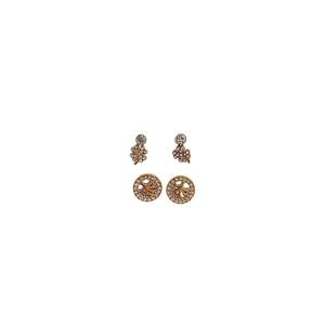 Fashion <b>Stud</b> <b>Earrings</b> 316L Stainless Steel PVD Gold Plating <b>Crystal</b> Decorated Round And Floral Design - Product Image 1