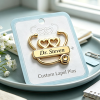 Nouvelles Broches et Épingles de Col Tendance pour Infirmières, Stéthoscope en Gros, Décoration de Vêtements, Logo Personnalisé, Épingles Métalliques pour Médecins