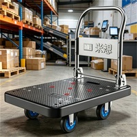 Chariot à plateforme pliable robuste à quatre roues, chariot à main portable pour la logistique, capacité de charge de 400 kg