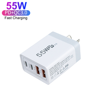 Chargeur rapide 55W 4 ports avec prise AU Australie, double PD 20W, adaptateur secteur USB-C, chargeur mural USB 2C2A pour Apple iPhone 13 14 15 Pro