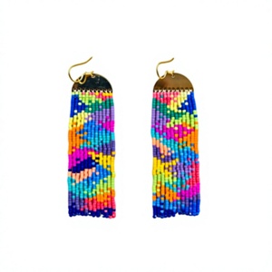 New Best Quality Pink Black White Beaded Tassel Drop Earrings Stylish Design Women's Gold Plated Hook Party Jewelry for Woman - Product Image 3