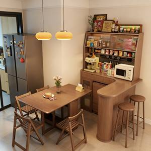 Warm Oak Retro Dining <b>Sideboard</b> - Integrated Coffee Bar & Multi-Zone Storage, Compact <b>Kitchen</b>-Dining Hub for Family Homes - Product Image 1