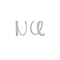 Boucles d'oreilles manchette en argent sterling ROXI S925 avec barre torsadée et diamants