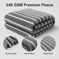 Tissu 100% Polyester Tricoté Double Face Brossé Rayé Doux Chaud Oeko-Tex Haute Qualité Poids Moyen Largeur Personnalisée Vente en Gros