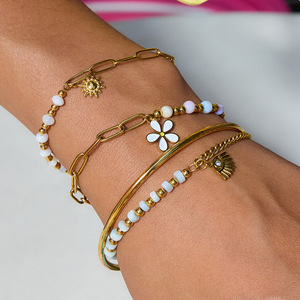 Collier pendentif floral avec pierres en zircone cubique pour femmes, bijoux cadeau, chaîne en acier inoxydable, Design doré - Product Image 4