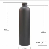 8 oz BPA libre directo de fábrica ECO amigable tacto suave HDPE botella de champú negro con bomba de loción de cromo plateado tapa de disco de cromo