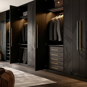 ตู้เสื้อผ้าแบบเปิดสีขาวเคลือบเงาสุดหรู ชุดเฟอร์นิเจอร์แบบโมดูลาร์ ตู้เสื้อผ้าแบบวอล์กอินสั่งทำพิเศษ พร้อมที่เก็บรองเท้าในตัว - Product Image 6