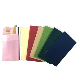 Factory Custom Color Disposable Table Napkin Paper Cutlery Pocket Napkins Linen Feel Dinner Airlaid Paper Napkins For Wedding