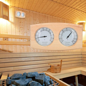 Thermo-hygromètre <span class=keywords><strong>JACKBO</strong></span> moderne en bois massif de pruche, écologique, alimenté par prise, accessoires pour sauna sec avec garantie d'un an - Product Image 2
