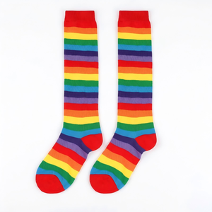 Chaussettes hautes rayées arc-en-ciel en gros, bas longs colorés pour femmes et filles, idéales pour cosplay, fêtes, carnaval et événements Pride - Product Image 5