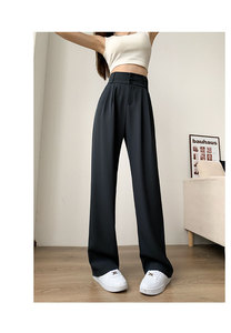 Pantaloni da abito neri per donna pantaloni da lavoro da donna coreani a 2 bottoni a gamba larga Vintage Streetwear di alta moda da ufficio - Product Image 3