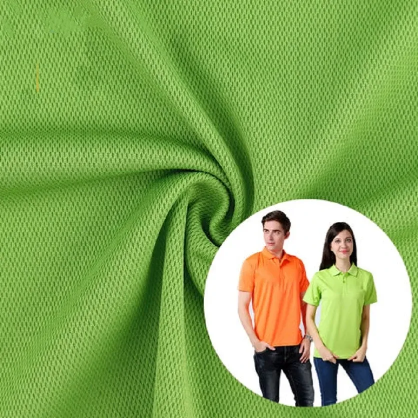 Kumaşlar tekstil ham esneklik örme Polyester kuş gözü örgü T gömlek kumaşı kazak spor Garm için