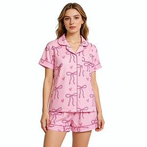 Set Hongbo <span class=keywords><strong>di</strong></span> T-shirt e Pantaloncini, Pigiama Estivo da Donna, Abbigliamento da Notte <span class=keywords><strong>di</strong></span> Design, Set Pigiama Carino in 2 Pezzi con Pantaloncini per Donne - Product Image 2