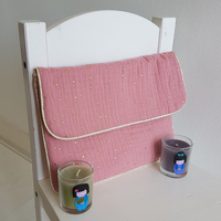 Pochette de rangement pour couches de bébé avec rabat, étiquette personnalisée, points d'or élégants, Double gaze de coton, rangement à domicile