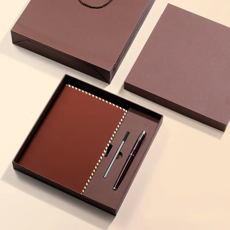 Pu Lederen Custom Logo Pocket Gepersonaliseerde Set A4 Gift Set Afdrukken Tijdschriften Promotie Notebook Voor Studenten