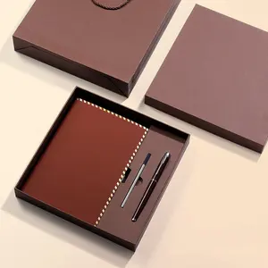 Set kustom kulit Pu saku Logo Set khusus hadiah A4 Notebook Promosi jurnal cetak untuk siswa
