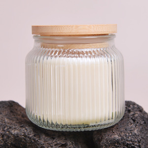Vela Aromática Artesanal de Cera de Soya en Frasco de Vidrio con Tapa de Madera, Forma Cilíndrica, Decoración para el Hogar - Product Image 2