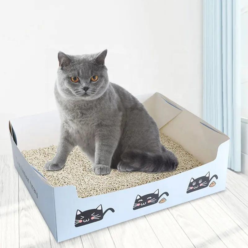 Disposable Paper Foldable Cat Litter Tray Custom Eco Friendly Biodegradable Portable Paper Travel Cat Toilet Litter Box