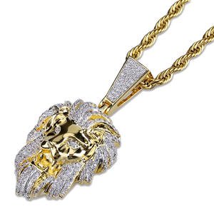 Nuevo Collar de Moda para Hombre con Colgante de Cabeza de León con Diamantes, Chapado en Oro, Estilo Hip-Hop, Joyería Masculina - Product Image 6