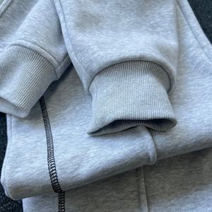 Conjuntos de Sudadera con Capucha y Pantalones Deportivos con Cremallera, Bordado 3D de Alta Calidad, 100% Algodón, 450g, Estilo Y2K, para Hombre, Primavera, con Logotipo Personalizado - Product Image 3