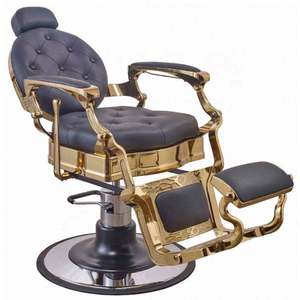 Hoge Kwaliteit Vintage Classic Black Kappersstoel Goedkope Heren Kapsalon Stoelen Metalen Kappersstoel