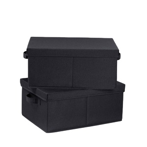 Boîtes de rangement en tissu empilables avec couvercles et poignées latérales, organisateur en carton robuste pour placard, chambre, maison, rangement de vêtements - Product Image 1