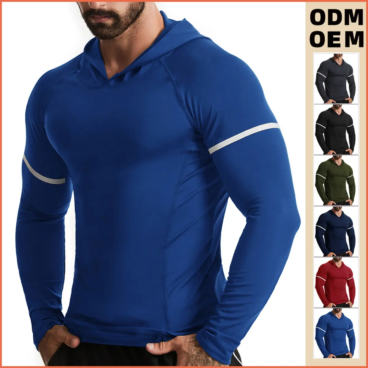 AOLA Custom Logo Long Sleeve Running Shirts Active Wear Workout Gym Polyester Pullover Men's Sports Hoodies Casual Clothes