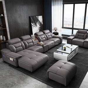 Set <span class=keywords><strong>Sofa</strong></span> Multifungsi dengan Speaker Proyektor, 1 <span class=keywords><strong>2</strong></span> 6 7 Dudukan, Kombinasi Sudut, <span class=keywords><strong>Sofa</strong></span> Kulit Ukuran Besar, <span class=keywords><strong>Sofa</strong></span> Bentuk L dengan Rak Buku - Product Image 3