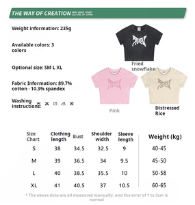 T-Shirt Casual a maniche corte con stampa DTG da donna OEM abiti da ragazza Gothic Emo Top Crop Streetwear maglietta Vintage lavata - Product Image 5