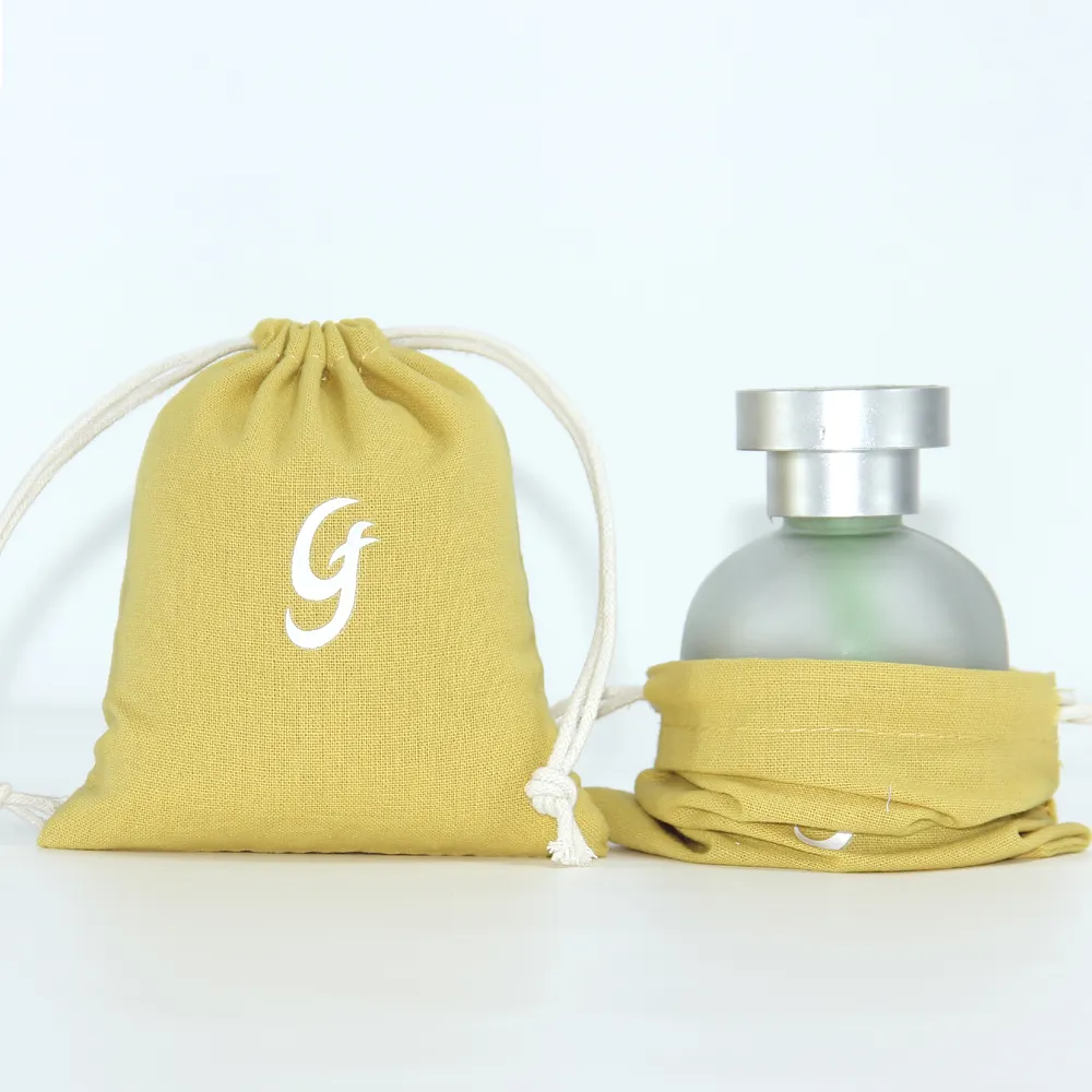 Çin üretici kullanımlık depolama takı kozmetik kırtasiye İpli pamuk kanvas poşet çanta