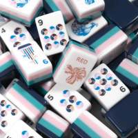 2026 Tren Terbaru Ubin Mahjong Akrilik Berlapis Warna Pink Pola Kustom Permainan Mahjong Amerika