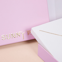 Sunny Pack Personnaliser Nouveau Style Carton Papier Boucle D'oreille Collier Rose Bijoux Emballage Boîte avec Pochette Ensemble Couvercle et Base