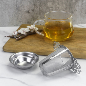 สแตนเลสสตีลชา Infuser ตะกร้า Reusable Fine ตาข่าย<span class=keywords><strong>กรอง</strong></span><span class=keywords><strong>ชา</strong></span>2จับฝาครอบ - Product Image 4