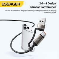 ESSAGER ES-X86 E-Marker 2 en 1, Cable de Carga Rápida USB Tipo C a C de 27W 240W con Soporte Invisible para Teléfono para iPhone y Samsung
