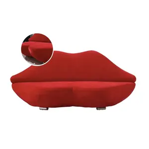 欧式布艺客厅chesterfield沙发性感火红唇彩椅子